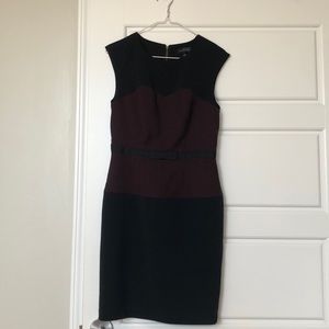 Maroon and Black Work Dress